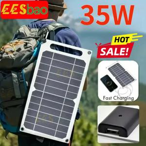 35W 5V USB 선파워 휴대용 태양광 패널 안전하고 안정적인 충전기 파워뱅크 휴대폰 야외 캠핑 가정용 RV 선물