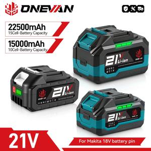 원반 충전식 21V 리튬 배터리 22500mAh 15000mAh 이온 배터리 무선 전동 공구 마키타 18V 배터리 핀용