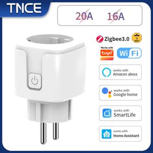 TNCE Tuya wifi/Zigbee 소켓 EU 플러그 16/20A 스마트 전원 모니터 원격 제어 Alexa Google Home Alice가 포함 된 스마트 라이프 APP 음성