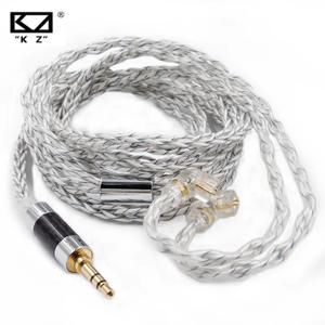 KZ 이어폰 케이블 8코어 실버 블루 하이브리드 784코어 실버 도금 업그레이드 케이블 2핀 3.5mm 플러그 헤드셋 와이어 KZ ZSXPRO ZS10PRO