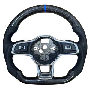 VW 골프 MK 7 7.5 Rline GTI GTE GTD R 폴로용 커스텀 카본 파이버 스포츠 스티어링 휠 하프 가죽 스웨이드 멀티 컬러