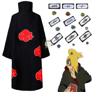 Bilibili Anime Akatsuki Deidara 코스프레 닌자 의상 Uchiha Itachi 붉은 구름 망토 로브 망토 머리띠 소품 할로윈 의상