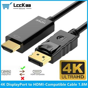 1.8M DisplayPort-HDMI 호환 케이블 4K DP-HDMI 어댑터 디스플레이 포트 PC HDTV 프로젝터 모니터용 비디오 오디오 변환기