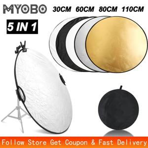 MYOBO 5-in-1 사진 반사판 키트 - 스튜디오/야외/라이브 스트리밍용 5톤 조명 디퓨저(필라이트/소프트 조명 효과 포함)