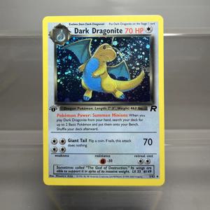 PKM 호일 카드 팀 로켓 Dark Blastoise Dragonite Charizard 1st Edition 1996 싱글 카드 게임 컬렉션 PTCG 프록시 카드