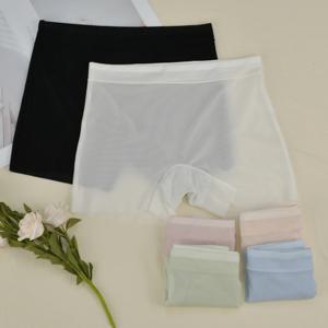 1pc 여름 얼음 실크 울트라 얇은 복서 속옷 여자 원활한 높은 허리 팬티 플러스 크기 빠른 건조 여성 안전 짧은 바지