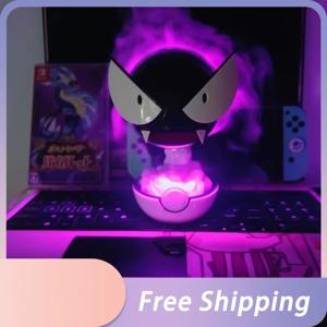 애니메이션 Gastly 가습기 포켓몬 물 보충 스프레이 데스크탑 공기 청정기 LED 램프 장식 실내 주변 분무기 선물 ﻿