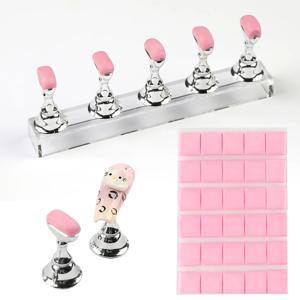 새로운 30Pcs 핑크 그린 네일 접착제 접착제 클레이 재사용 가능한 끈적 젤, 네일 아트 연습 스탠드 매니큐어 도구 용품과 함께 사용