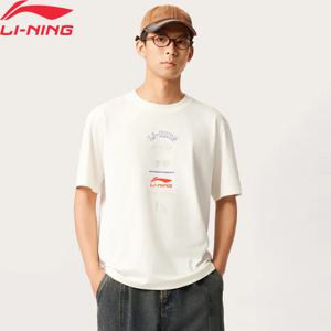 Li-Ning 남성용 스포츠 스타일 티셔츠 AT DRY FREEZE 레귤러 핏 75% 면 25% 폴리에스테르 LiNing 반소매 티셔츠 AHSV163