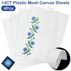1-4Pcs 플라스틱 메쉬 캔버스 시트 14CT 바늘 포인트 공예 캔버스 자수 크로스 스티치 크로 셰 뜨개질 니트에 대 한 플라스틱 그리드 시트