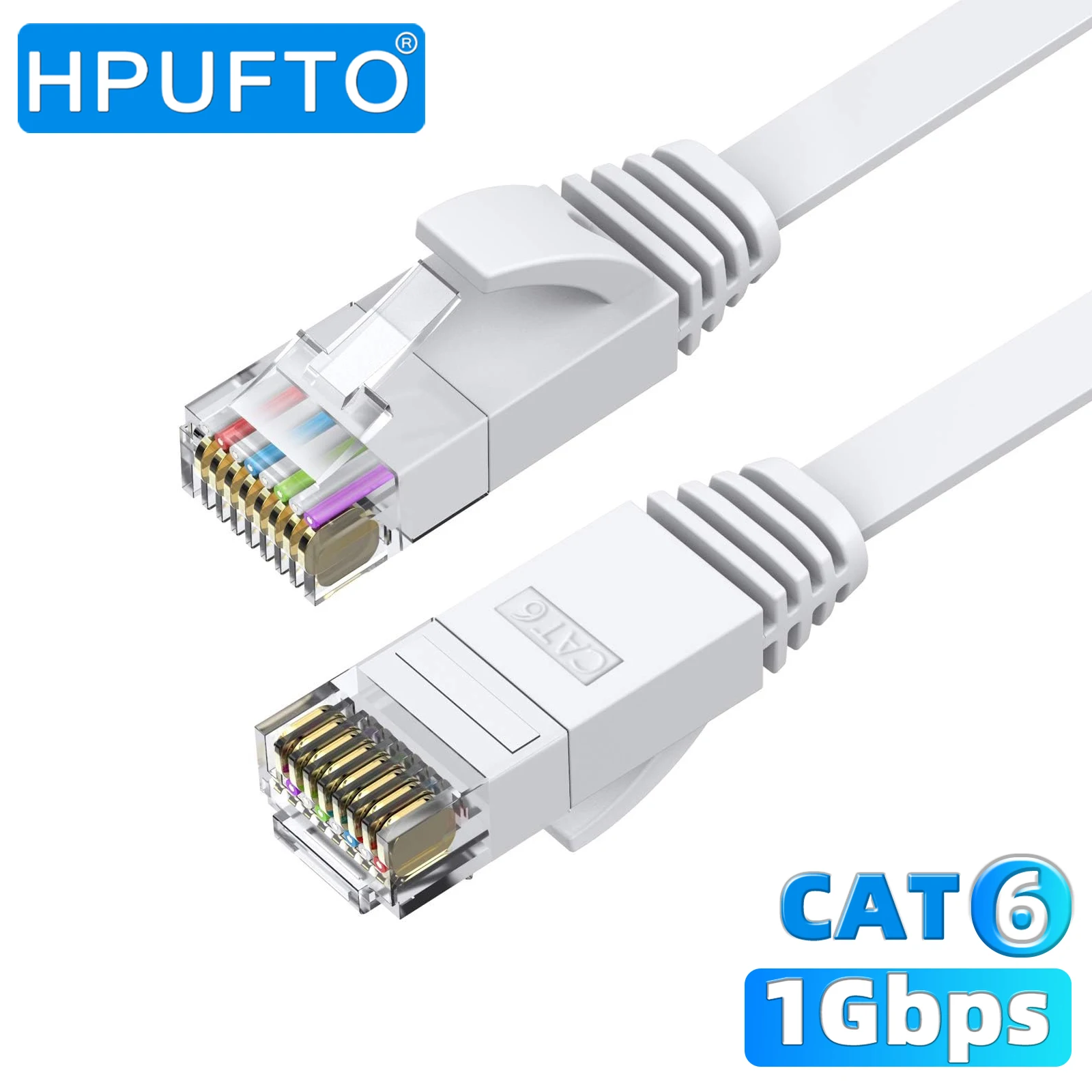 Cat 6 이더넷 케이블 플랫 인터넷 네트워크 케이블 Cat6 이더넷 패치 케이블 Snagless RJ45가 있는 짧은 흰색 컴퓨터 LAN 케이블