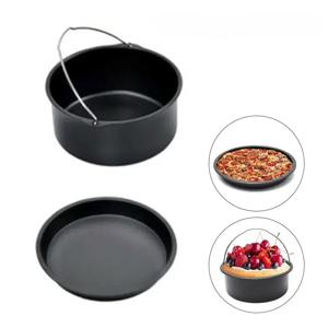 1pc 라운드 케이크 금형 6/7/8 인치 비 스틱 베이킹 팬 트레이 금형 핸들이있는 에어 프라이어 바구니 Bakeware 피자 오븐 베이킹 팬