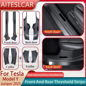 2 4 6 8PCS Tesla ModelY Juniper 2025 ABS 전면 후면 도어 씰 프로텍터 임계 값 스트립 안티 킥 가드 패널 방수 패드
