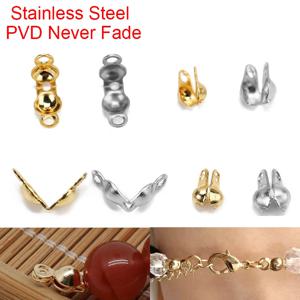 50pcs 결코 스테인레스 스틸 Clasps 후크 PVD 크림프 비즈 구슬 목걸이에 대 한 끝 커넥터 Diy 쥬얼리 팔찌 만들기