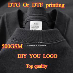 500GSM 헤비급 코튼 오버 사이즈 티셔츠 DTG 인쇄 맞춤형 디자인 남성 티셔츠 DIY 로고 최고 품질 티 3XL