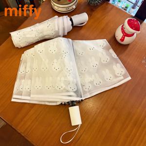 Kawaii Miffy 귀여운 완전 자동 우산 만화 토끼 인쇄 투명 Ins 스타일 접이식 휴대용 파라솔 Gir 선물
