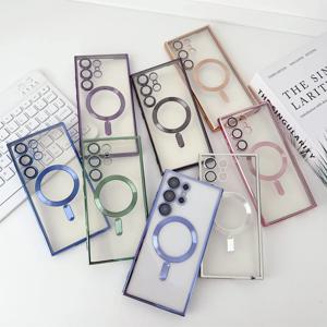 삼성 갤럭시 S25 S24 S23 S22 S21 FE 플러스 노트 10 20 울트라용 Magsafe 마그네틱 무선 충전 케이스 고급 도금