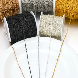 2 미터 스테인레스 스틸 로즈 골드 블랙 크로스 체인 1-2mm 너비 체인 목걸이 팔찌 용품 DIY 쥬얼리 액세서리
