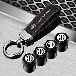 모리스 가라지 MG ZS 5 7 6 사이버스터 MG4 EV ES5 HS ONE GT 용 자동차 타이어 휠 밸브 캡 커버 스웨이드 자동차 키 체인 링 키홀더
