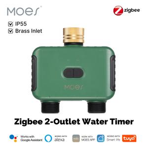 MOES Tuya 스마트 ZigBee 2구 워터 타이머 황동 인렛 스프링클러(필터 포함) 프로그래밍 가능 관개 시스템 Alexa Google Home과 연동