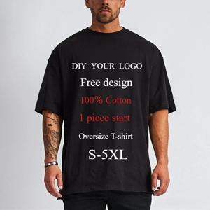 5XL-S 브랜드 로고 또는 자신의 디자인 사진을 사용자 정의하십시오 DTG 인쇄 고품질 100% 코튼 티 남성용 오버 사이즈 티셔츠