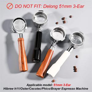51mm, 3개의 귀가 있는 바닥이 없는 커피 포터필터, Homix H11, Oster, Cecotec, Hibrew 에스프레소 머신용, 스테인리스 스틸 커피 필터 도구