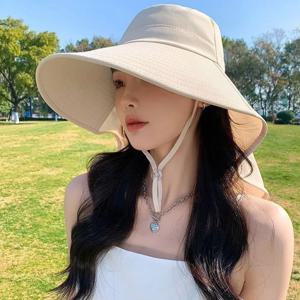 챙 넓은 여성용 햇빛 가리개 모자, 자외선 차단, 야외 하이킹, 낚시꾼 모자, 접이식 여름 비치 모자, 목 보호 햇빛 가리개