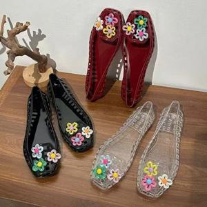 Hollowed kawaii 도파민 신발 세련된 수제 꽃 젤리 신발 신발 버클 구멍 신발 DIY 신발 액세서리 쥬얼리 발레 신발