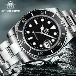 ADDIESDIVE 쿼츠 럭셔리 스테인레스 스틸 선물 시계 다이버 시계 200M C3 BGW9 슈퍼 루미너스 세라믹 베젤 스포츠 남성용 시계 패션