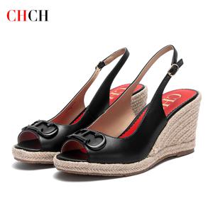 CHCH 여성 샌들 여름 새 웨지 피쉬 입 하이힐 오픈 발가락 플랫폼 여름 공식 신발 8.5cm