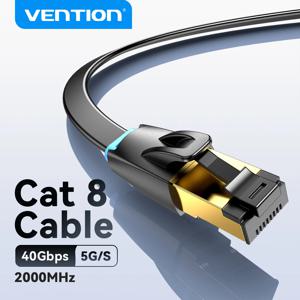 벤션 CAT8 이더넷 케이블 40Gbps 2000MHz TPE 네트워크 랜 패치 코드 PC 노트북 PS 5/4 라우터 RJ45 플랫 유선 케이블 이더넷
