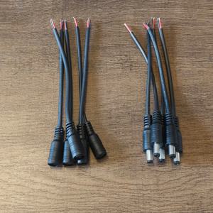 블랙 15cm DC 케이블 5.5 x 2.1mm DC 플러그 잭 커넥터 와이어 피그테일 남성 여성 5.5*2.1 어댑터 5050 3528 LED 스트립 라이트용