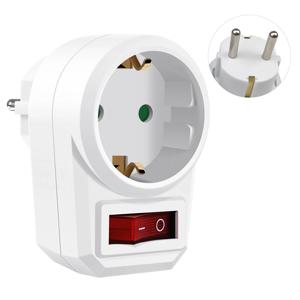 1/2/3pcs ON/OFF 스위치가있는 유럽 표준 소켓 어댑터 16A 250V EU 변환 플러그 벽면 콘센트 전원 어댑터 휴대용