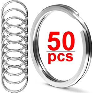 10-50개 25/30mm 스테인리스 스틸 키링 라운드 플랫 라인 스플릿 링 키링 쥬얼리 제작용 광택 키체인 DIY 부자재
