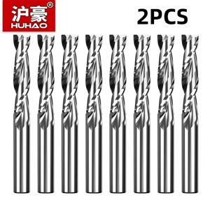 HUHAO 2개입 HRC65 밀링 커터 2날 스트레이트 샹크 CNC 라우터 비트 4 6 8 20mm CNC 공구 엔드밀 알루미늄 스테인리스 금속용