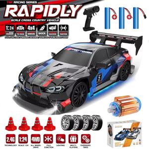 RC 드리프트 카 4WD 원격 조종 고속 레이싱 차량 LED 라이트 2.4GHz 라디오 4x4 오프로드 트럭 장난감 어린이용