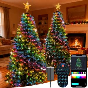 USB 2.1M 400LED 크리스마스 조명 별 모양 휴일 스트링 라이트, 실내외 장식용 스마트 LED 크리스마스 트리