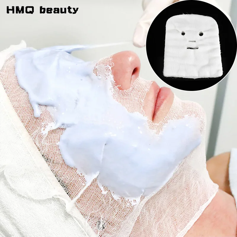 500/100pcs 초박형 페이셜 거즈 마스크 순수 코튼 일회용 거즈 페이스 마스크 종이 DIY 스킨케어 페이셜 마스크 뷰티 살롱용