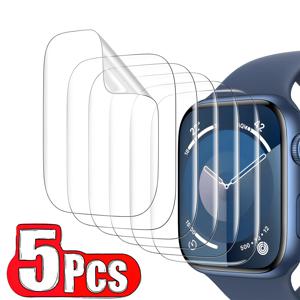 애플 워치11 10 7 8 9 5 6 SE 46MM 40MM 44MM용 하이드로겔 필름 5개, 애플 워치 울트라 2 49MM 41MM 45MM 42MM용 스크린 보호필름