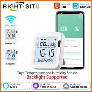 백라이트 온도 습도 센서가 있는 Tuya WiFi 온도계 습도계 APP 원격 제어 SmartLife Yandex Alexa와 함께 작동