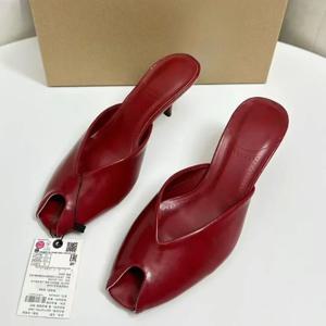 브랜드 피프토 여성 하이힐 샌들 에나멜 가죽 연회 디자이너 스틸레토 큰 사이즈 우아하고 섹시한 여성 뮬 슈즈