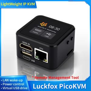 럭스폭스 피코KVM 온보드 HDMI 호환 USB 이더넷 I/O 확장 포트 IP KVM 관리 1.54인치 터치 디스플레이 케이스 옵션