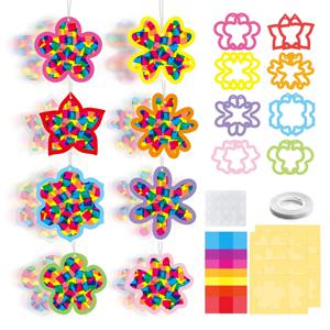 15개/세트 어린이 종이 자르기 키트 창문 아트 공예 용품 창문 클링 키트 DIY 종이 자르기 파티 장식 세트