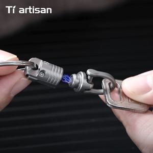 Tiartisan 티타늄 합금 자석 키체인 야외 캠핑 360 °   회전식 미니 퀵 릴리스 버클 펜던트 초경량 EDC 도구