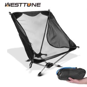 WESTTUNE 초경량 야외 캠핑 의자 780g 경량 알루미늄 합금 비치 의자 배낭 여행 하이킹 여행용 메쉬 의자
