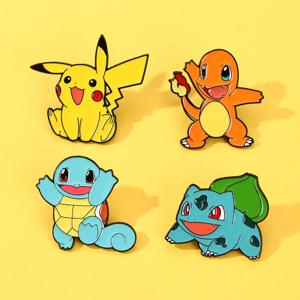 피카츄 에나멜 핀 4개 세트 귀여운 포켓몬 라펠 배지 브로치 백팩 의류 코스프레 만화 액세서리 선물