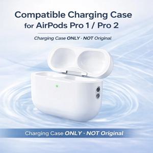 AirPods Pro 1/2용 호환 충전 케이스, 450mAh 무선/유선 케이스 타입-C/라이트닝, 페어링 버튼, 교체 케이스만
