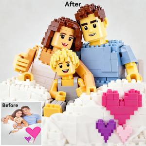사진에서 맞춤 제작된 만화 블록 스타일 초상화, 커플, 가족, 아이들을 위한 개인 맞춤 만화 선물, 독특한 벽 예술 포스터