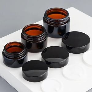 1개 5g-50g 호박색 유리 화장품 용기 페이스 크림 병 휴대용 여행용 페이스 크림 화장품 용기 액세서리