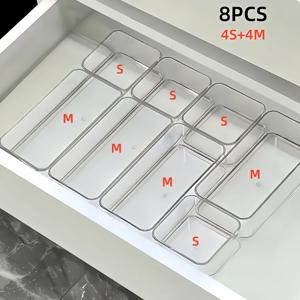 4개/7개/8개 세트 투명 화장품 보관함, 서랍 내부 칸막이 및 정리함, 데스크탑용 사무용품 보관함